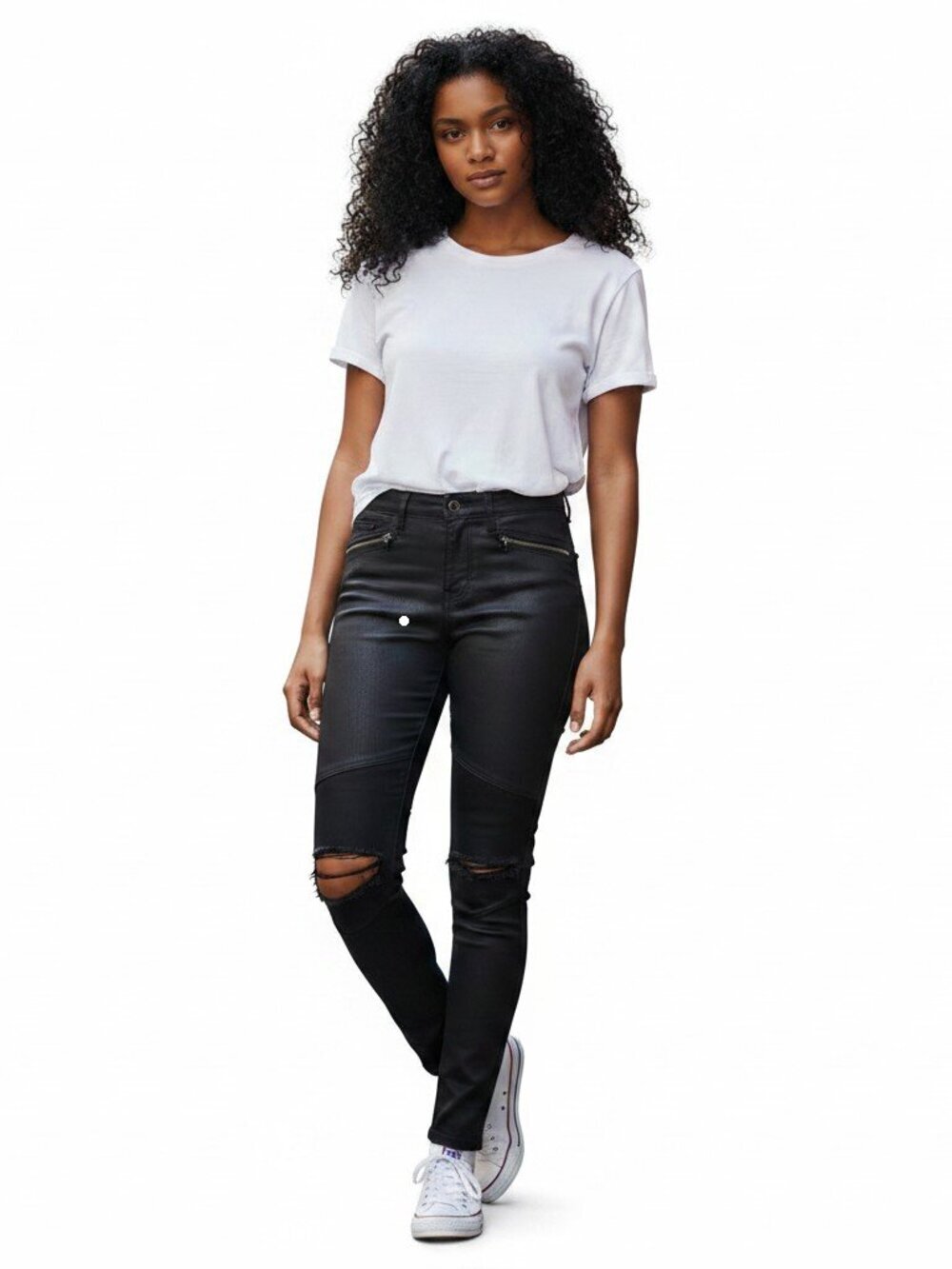 Cult of Individuality Jeans Women Size 31 34X29 Black Skinny Waxed Coated Moto
